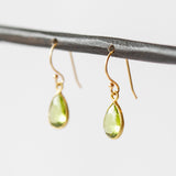 Teardrop Faceted Peridot Drop Earrings