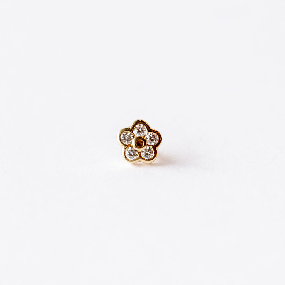 Pamela Love | Bezel White Diamond Flower Stud Earring (Single)