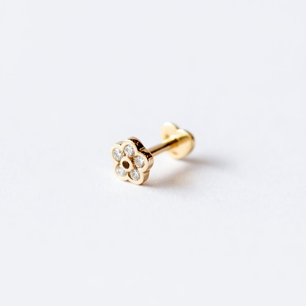 Pamela Love | Bezel White Diamond Flower Stud Earring (Single)