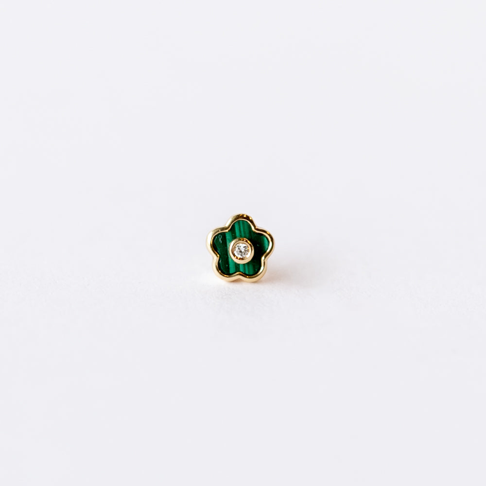 Pamela Love | Malachite Flower and Diamond Stud Earring (Single)