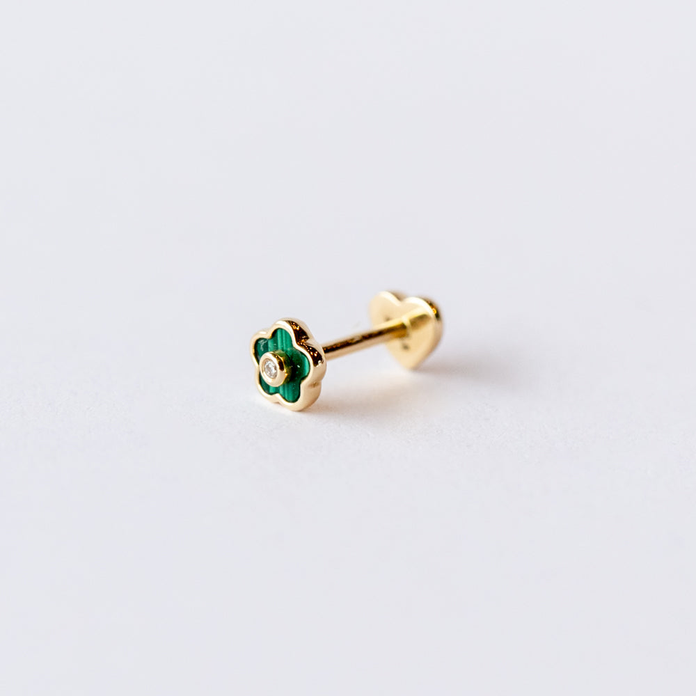 Pamela Love | Malachite Flower and Diamond Stud Earring (Single)