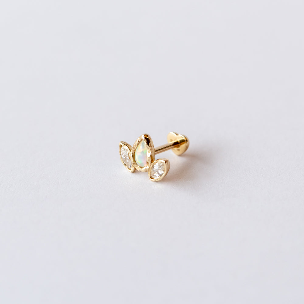 Opal and Diamond Marquise Pear Stud Earring (Single)
