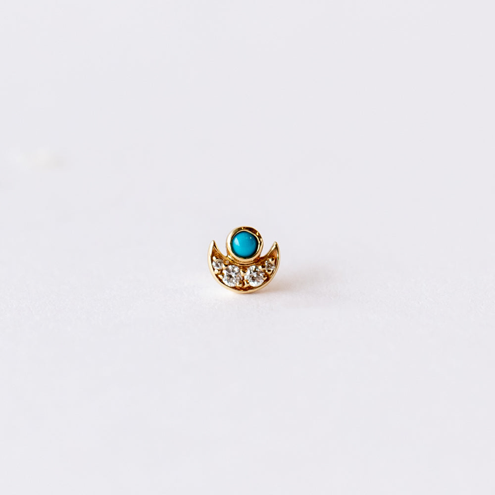 Pamela Love | Turquoise and Diamond Moon Stud Earring (Single)