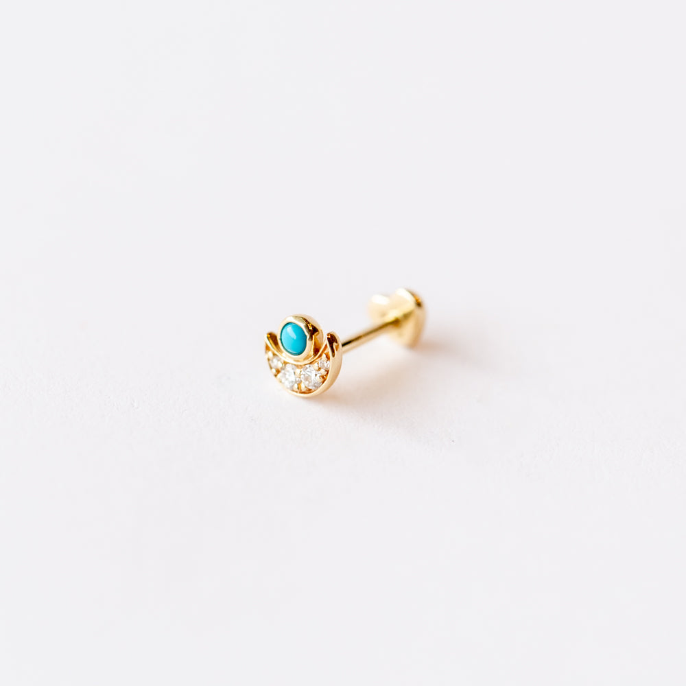Pamela Love | Turquoise and Diamond Moon Stud Earring (Single)