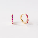 Zoe Chicco | Ruby Baguette Huggie Hoop Earrings