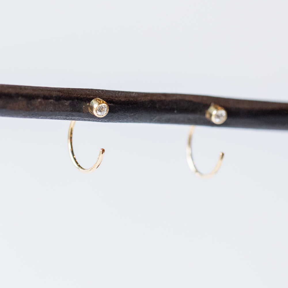 Zoe Chicco | Diamond Bezel Open Hoop Earrings