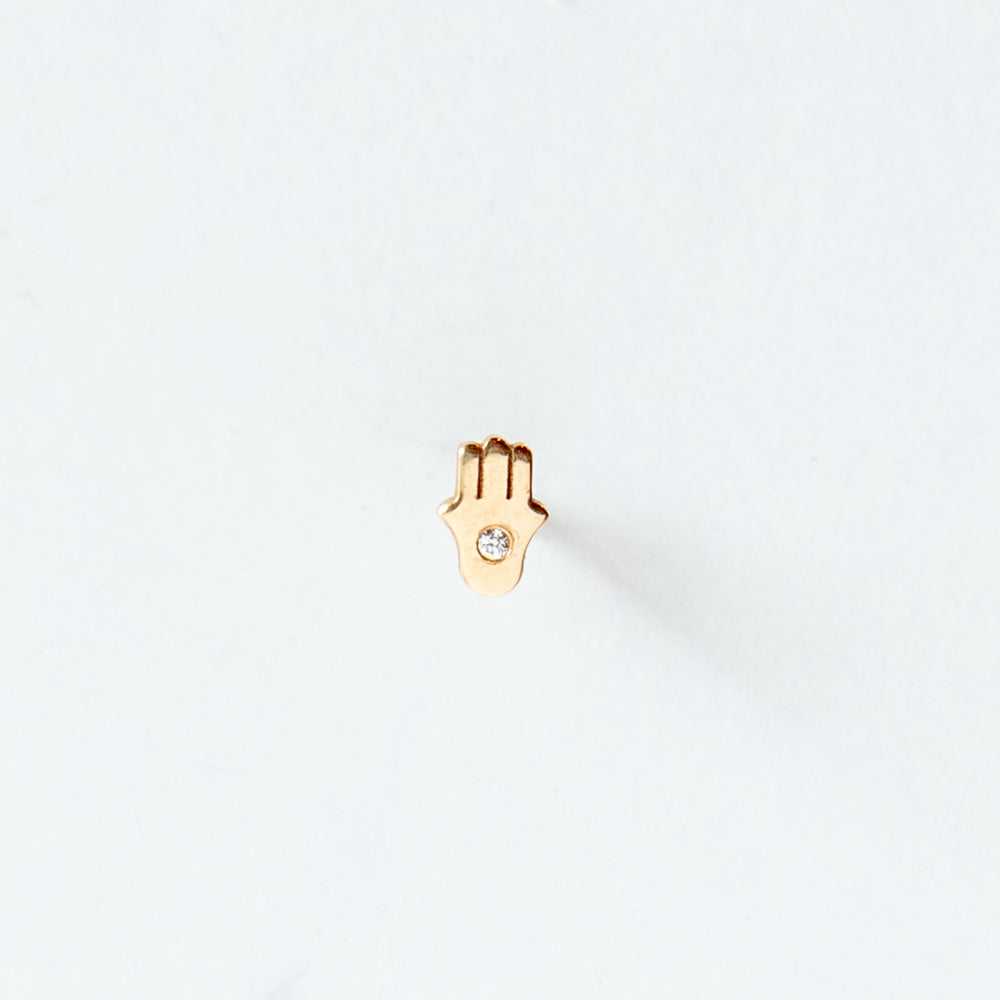 Zoe Chicco | Itty Bitty Hamsa Stud Earring with Diamond (Single)
