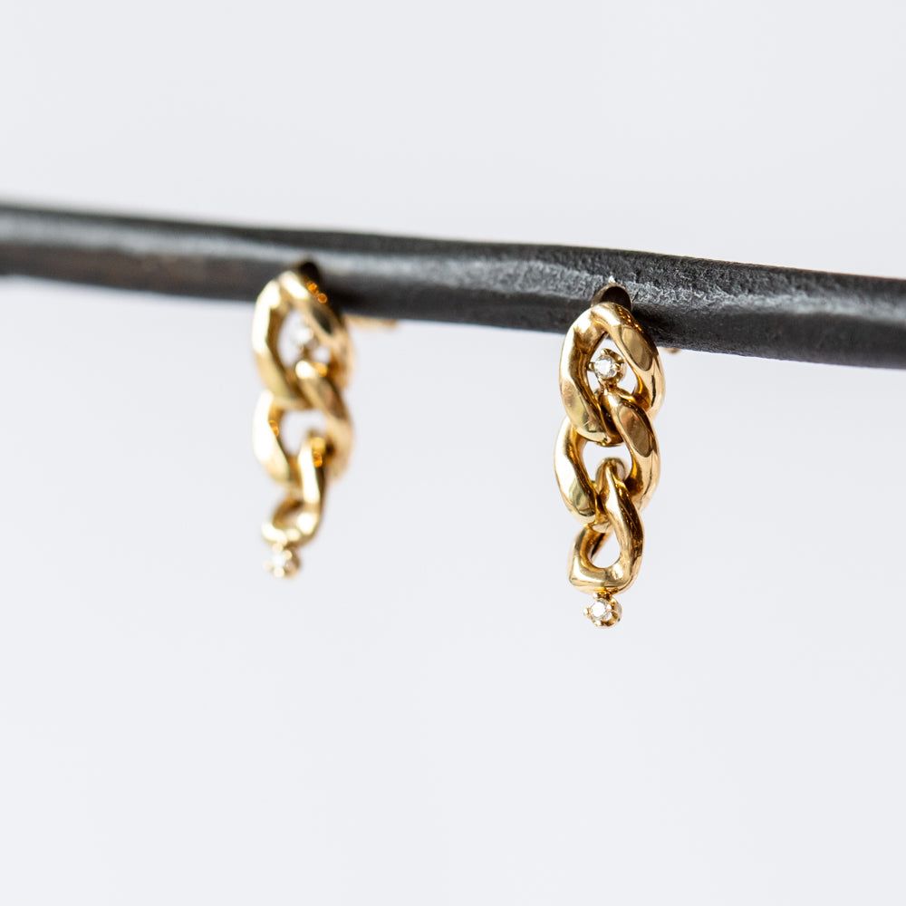 Zoe Chicco | Large Curb Chain Three Link Drop Diamond Earrings