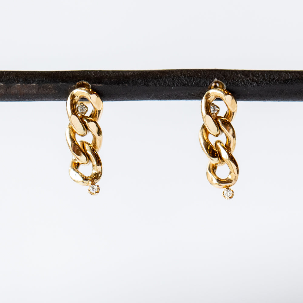 Zoe Chicco | Large Curb Chain Three Link Drop Diamond Earrings