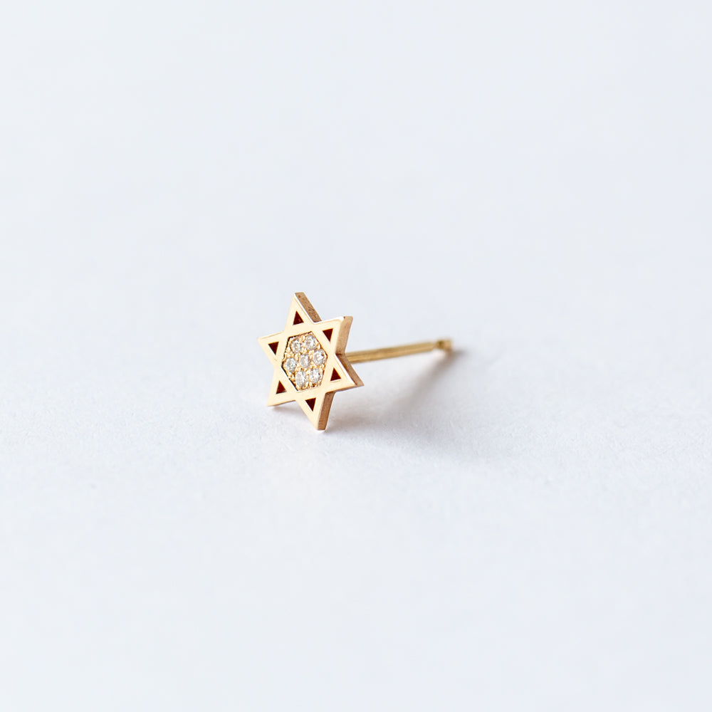 Zoe Chicco | Pave Midi Bitty Star of David Stud Earring (Single)