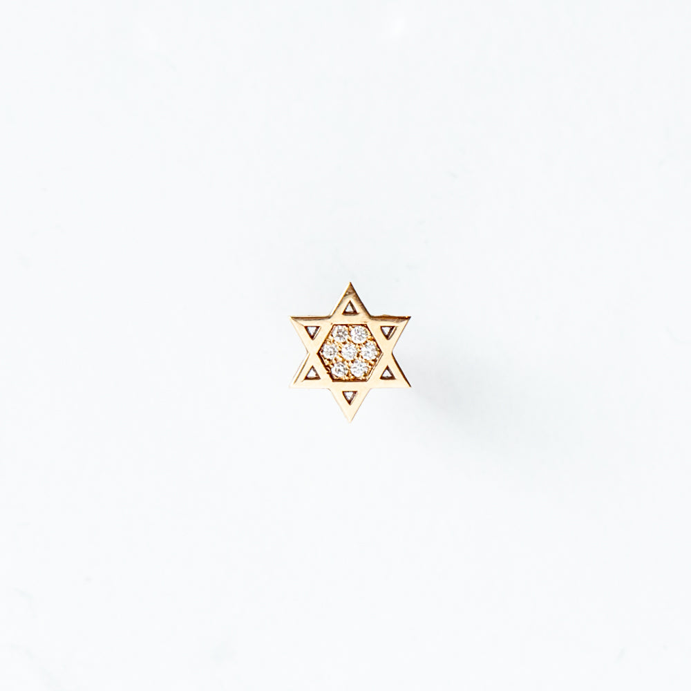 Zoe Chicco | Pave Midi Bitty Star of David Stud Earring (Single)