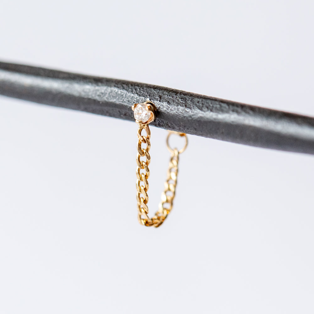 Zoe Chicco | Diamond Stud Earring With Chain (Single)