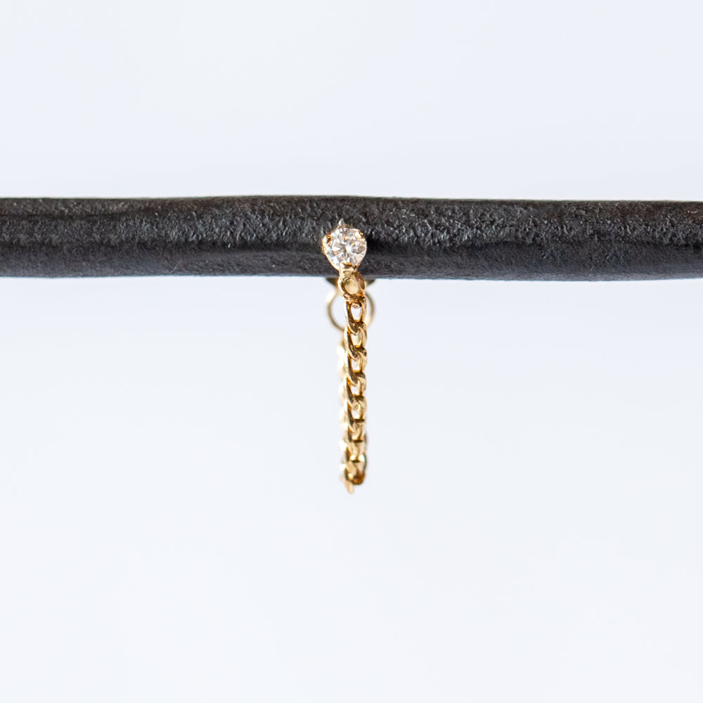 Zoe Chicco | Diamond Stud Earring With Chain (Single)