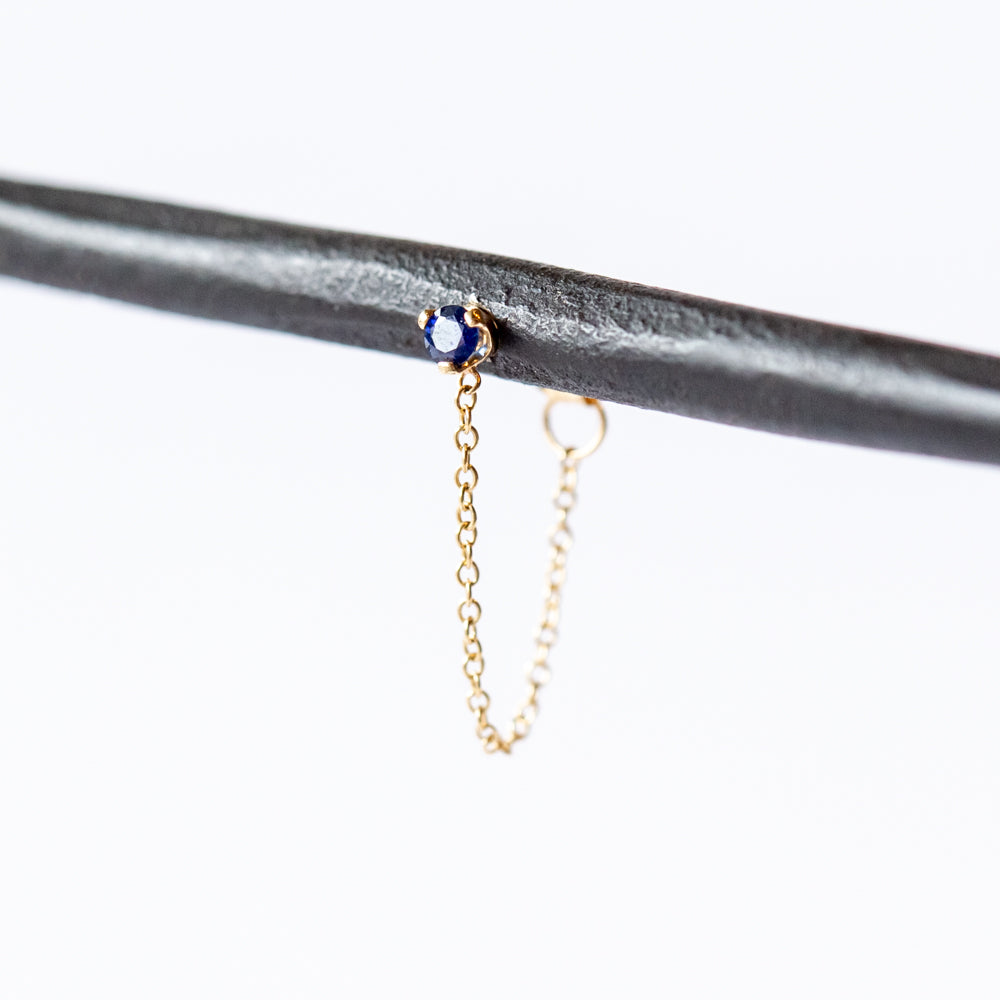 Zoe Chicco | Prong Set Sapphire Chain Stud Earring (Single)