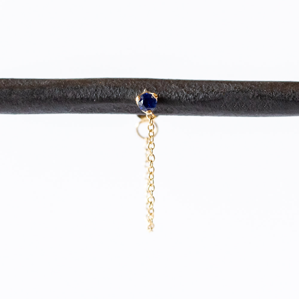 Zoe Chicco | Prong Set Sapphire Chain Stud Earring (Single)