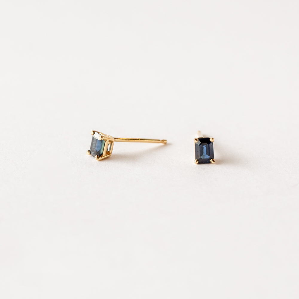 Zoe Chicco | Prong Set Emerald Cut Blue Sapphire Stud Earrings