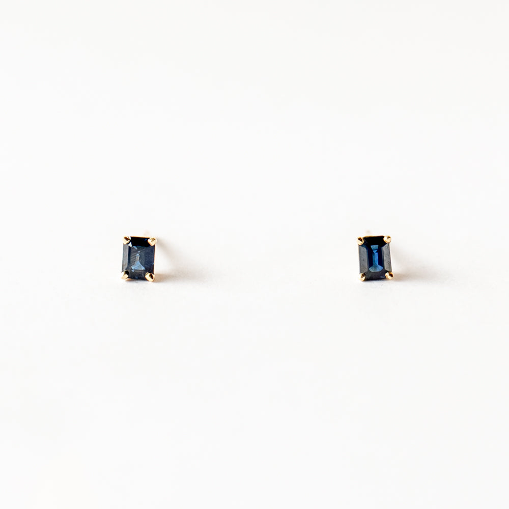 Zoe Chicco | Prong Set Emerald Cut Blue Sapphire Stud Earrings