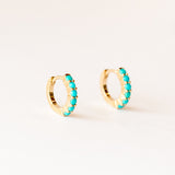 Zoe Chicco | Prong Set Turquoise Huggie Hoop Earrings