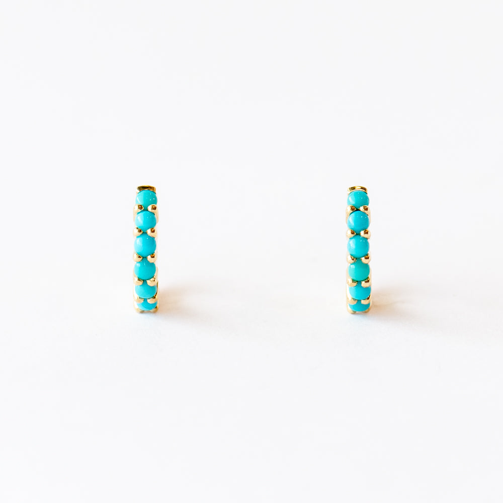 Zoe Chicco | Prong Set Turquoise Huggie Hoop Earrings