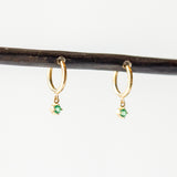Zoe Chicco | Small Dangling Prong Set Emerald Huggie Hoop Earrings