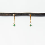 Zoe Chicco | Small Dangling Prong Set Emerald Huggie Hoop Earrings