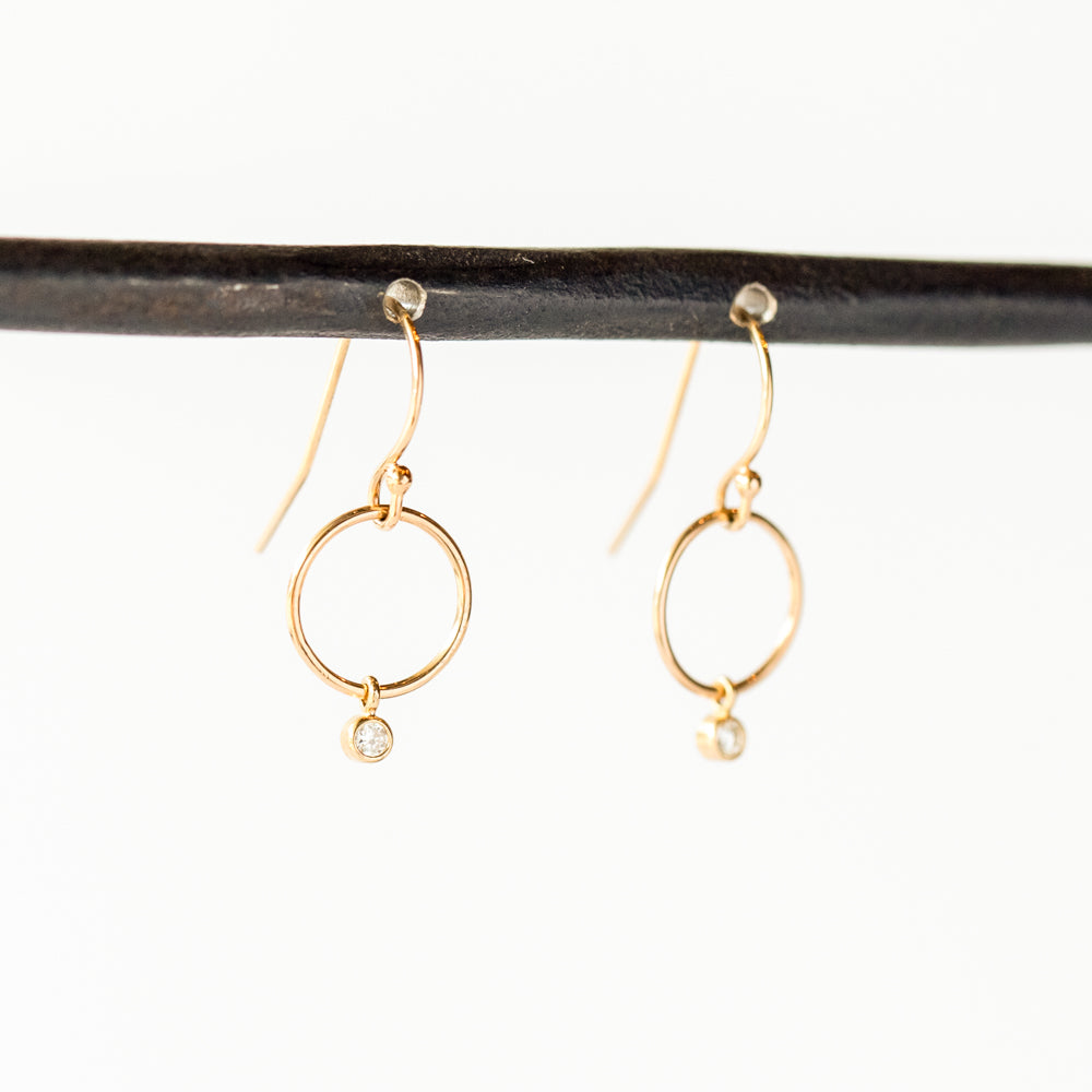Zoe Chicco | Tiny Drop Circle Diamond Earrings