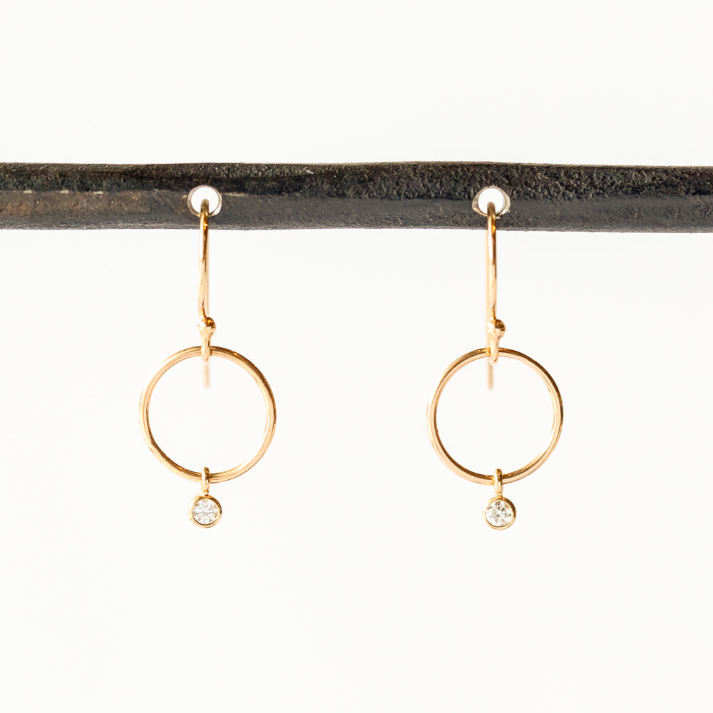 Zoe Chicco | Tiny Drop Circle Diamond Earrings