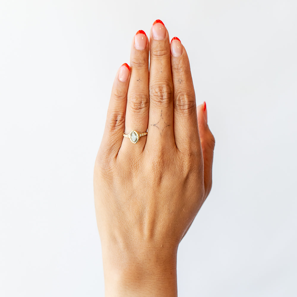 Radiant Champagne Diamond Bezel Ring