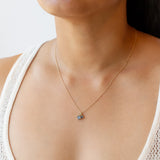 Sapphire Cluster Pendant Necklace with Diamond