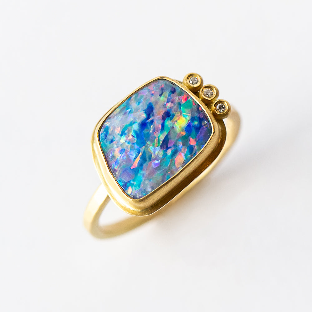 Australian Opal Ring with Diamonds