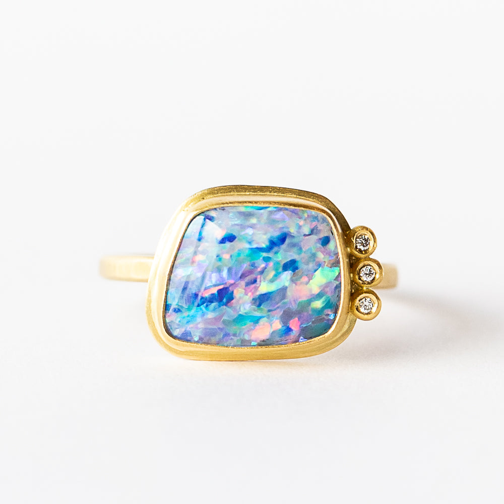 Australian Opal Ring with Diamonds