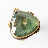 Large Pear-Cut Blue-Green Tourmaline Ring with Diamonds