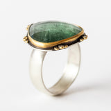 Large Pear-Cut Blue-Green Tourmaline Ring with Diamonds