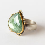Large Pear-Cut Blue-Green Tourmaline Ring with Diamonds