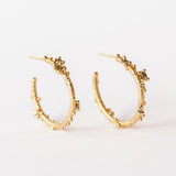 Large Champagne Diamond Encrusted Hoop Earrings
