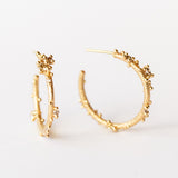 Large Champagne Diamond Encrusted Hoop Earrings