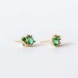 Emerald and Diamond Mixed Cluster Stud Earrings
