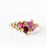 Mixed Sapphire and Ruby Tumbling Cluster Ring