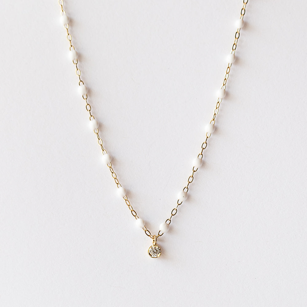 Gigi Supreme One Diamond Necklace, White
