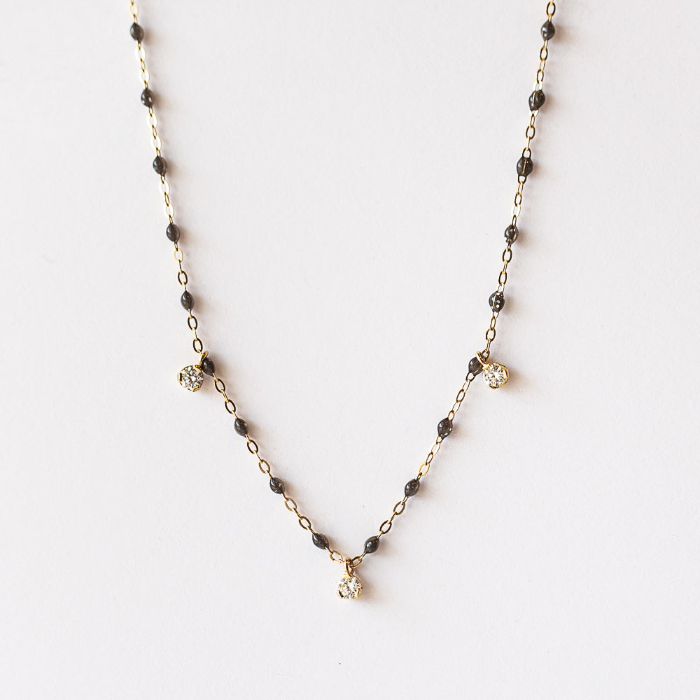 Gigi Supreme Three Diamond Necklace, Quartz