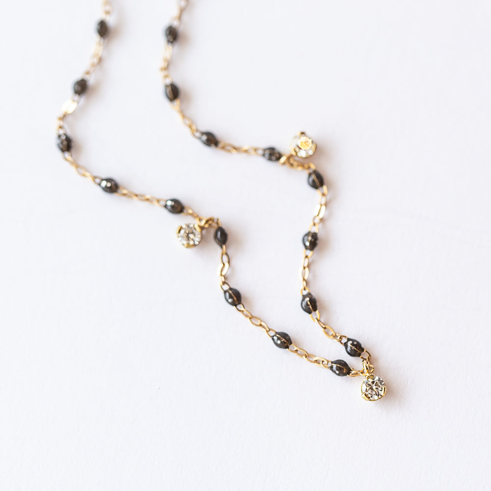 Gigi Supreme Three Diamond Necklace, Quartz