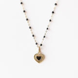Lace Heart Charm, Black
