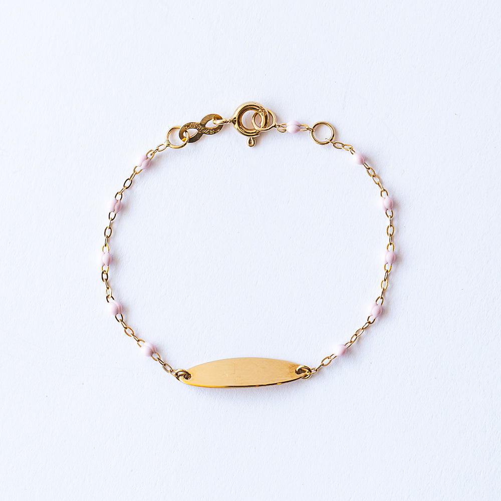 Little Gigi Oval Plaque Bracelet, Baby Pink
