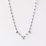 Mini Gigi Three Diamond Necklace, Lapis