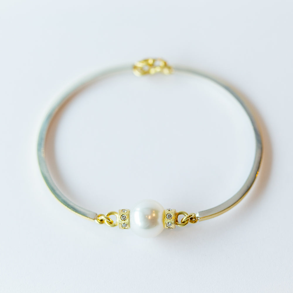 South Sea Pearl Bangle with Diamonds