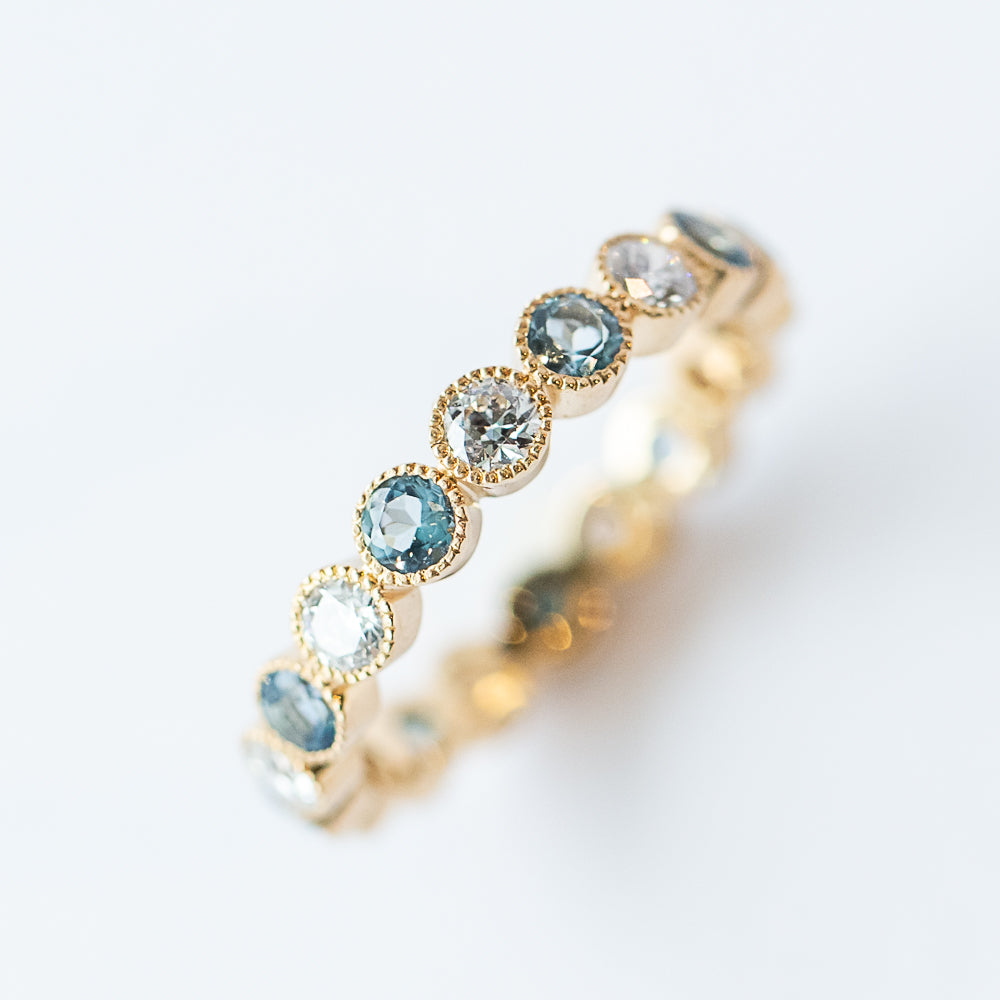 Medium Gabby Diamond and Aquamarine Band
