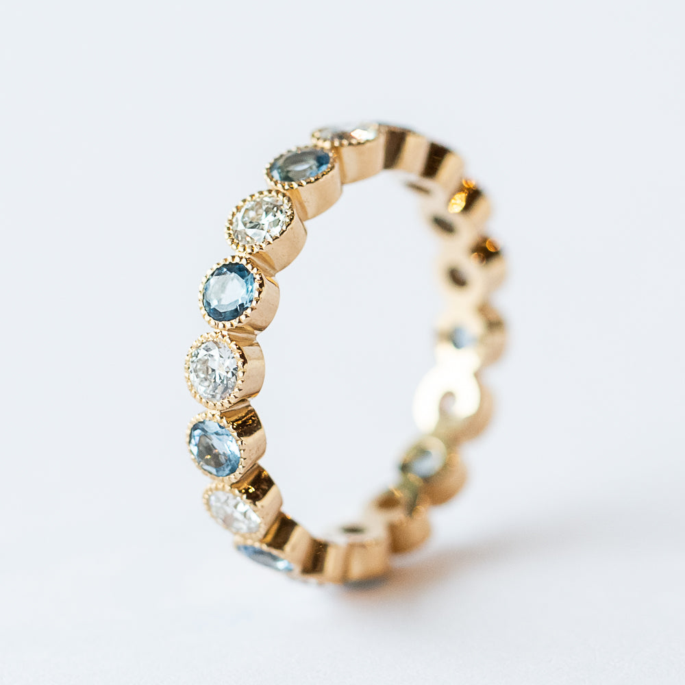 Medium Gabby Diamond and Aquamarine Band
