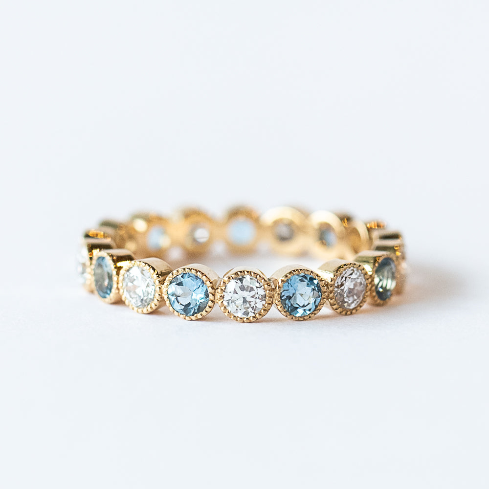Medium Gabby Diamond and Aquamarine Band