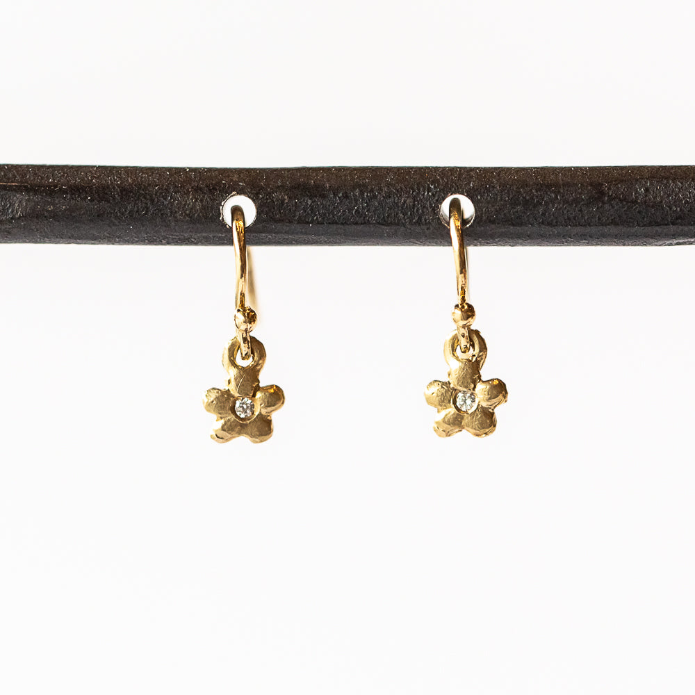 Victoria Cunningham | Tiny Flower Drop Earrings with Diamonds