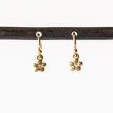 Victoria Cunningham | Tiny Flower Drop Earrings with Diamonds